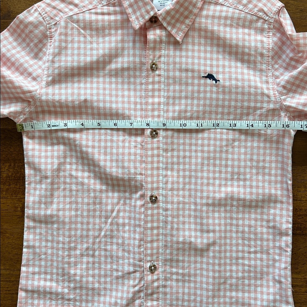 Tommy Bahama boys preppy Easter spring lite pink plaid dress shirt size Large​ - Picture 6 of 7